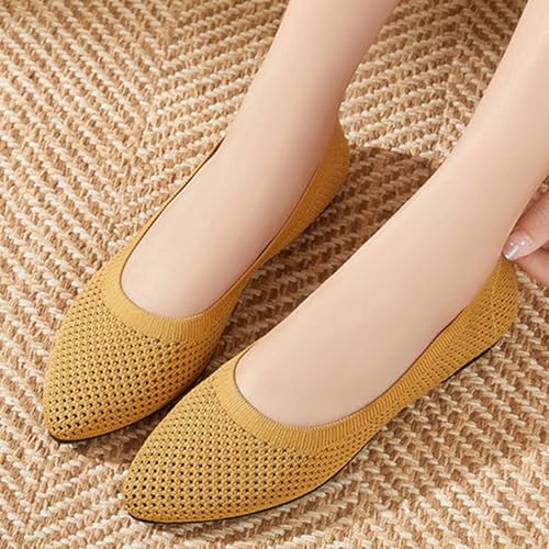 Women's Flats Shoes Women Comfortable Pointed Toe Flats Ballet Mesh Knit Flat Dressy Slip on Business Casual Dress Shoes for Women Breathable Knitted Memory Foam Non-Slip Dance Shoe3