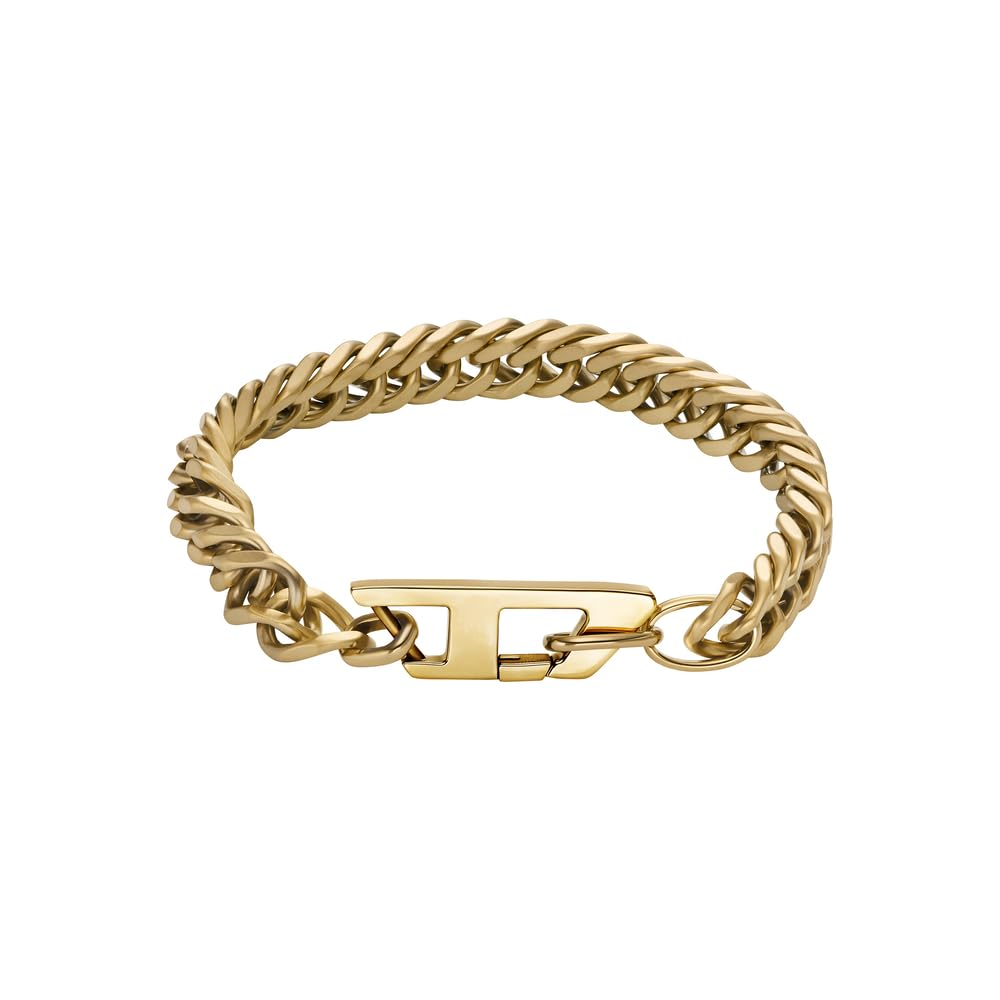 Diesel Jewellery Men's Gold Diesel D Logo Tone Stainless Steel Chain Bracelet 18.5Cm