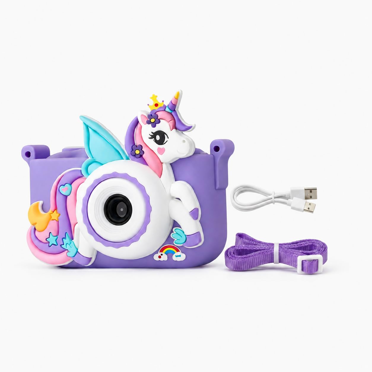 Kids Digital Camera for Girls & Boys 3-9 Years with Unicorn Silicone Cover, 1080P HD Video Camcorder, Selfie, Games & Photo Frames, 2.0 Inch Screen, Rechargeable Battery 4GB SD Card (Purple)-image-33