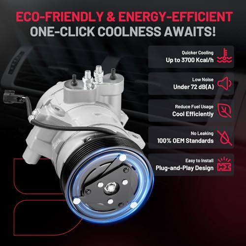 BDFHYK 97488 Air Conditioning A/C Compressor with Clutch Compatible with Ford Transit Connect L4 2.0L 2010-2013, Focus L4 2.0L 2008-2011, Focus L5 2.5L 2008 2009 2010 2011