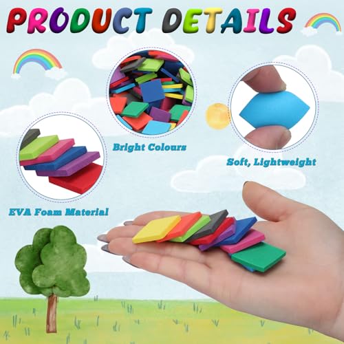 Image of Coopay 500 Pcs Foam Square Color Tiles, Math Counters, Sorting Colored Foam Squares Math Counting Manipulatives, Game Tokens, Bingo Chips, Classroom Crafts for Kids Learning Development Toys