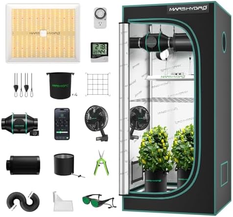MARS HYDRO 3x3 Grow Tent Kit Complete System,150W TS1000 LED Prog...