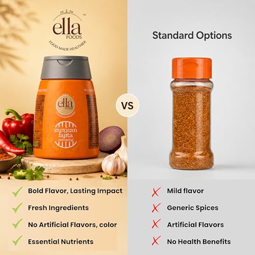 Image of Ella Foods Mexican Fajita Seasoning Powder (100g)- Pack of 2 | Authentic Mexican Seasoning Mix for tacos and burritos | Made with Cold Pasteurized Cryogenic Spices | Low Sodium & 99% Microbial-Free
