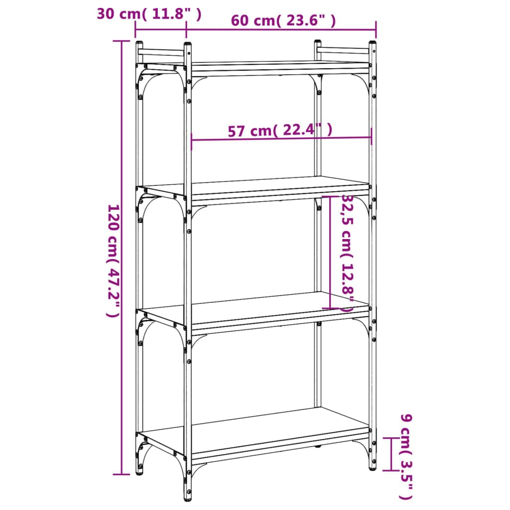 Homgoday Libreria a 4 ripiani, scaffalatura per ufficio, scaffalatura portaoggetti, gambe regolabili, per soggiorno, studio, ufficio, incenso, 60 x 30 x 120 cm, materiale in legno