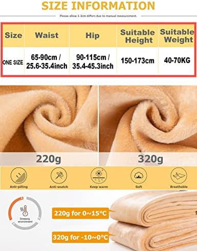 heekpek Tights for Women Winter Ultra Thick Fleece Lined Stretch Thermal Leggings Fleece Tights Warm Tights for Women Ladies, Brown 220g, One Size