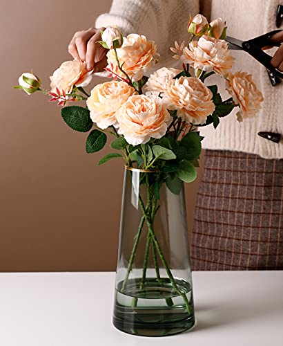 Glazen vaas, in stijl handgemaakte kristalheldere bloemenvaas gouden lijn mond decoratieve vaas bloemenbloem plantenhouder voor thuis kantoor decoratie, cadeau voor bruiloft, Kerstmis, housewarming party - Afbeelding 3