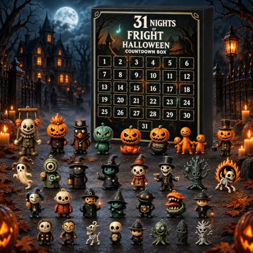 Halloween Advent Calendar 2026, 31 Days of Halloween Countdown Calendar with 31 Mini 3D Spooky Figurines, Surprise Blind Box for Kids Adults, Halloween Decorations, Party Favors and Gifts - image 1