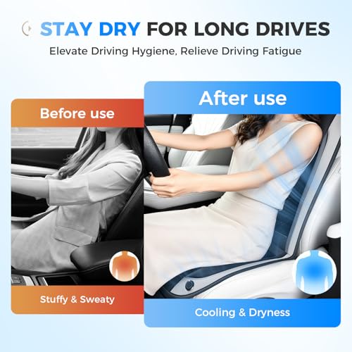 Image of Coverado Cooling Car Seat Cover, 12V-24V Ventilated Front Seat Cushion for Car, 3-Speed Adjustable Seat Cover for Summer Driving Seat, Universal Fit for Car SUV Truck Van