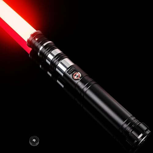 CUSTOM SABER Sable de luz RGB de 12 colores cambiantes, 4 fuentes de sonidoempuñadura de metal, sable de luz de regalo de juguete LED para adultos,