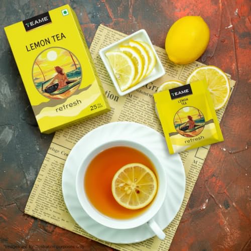 Image of TE-A-ME Black Lemon Tea 25 Tea Bags (Pack of 3) | Black Tea Bags | Lemon 75 Teabags