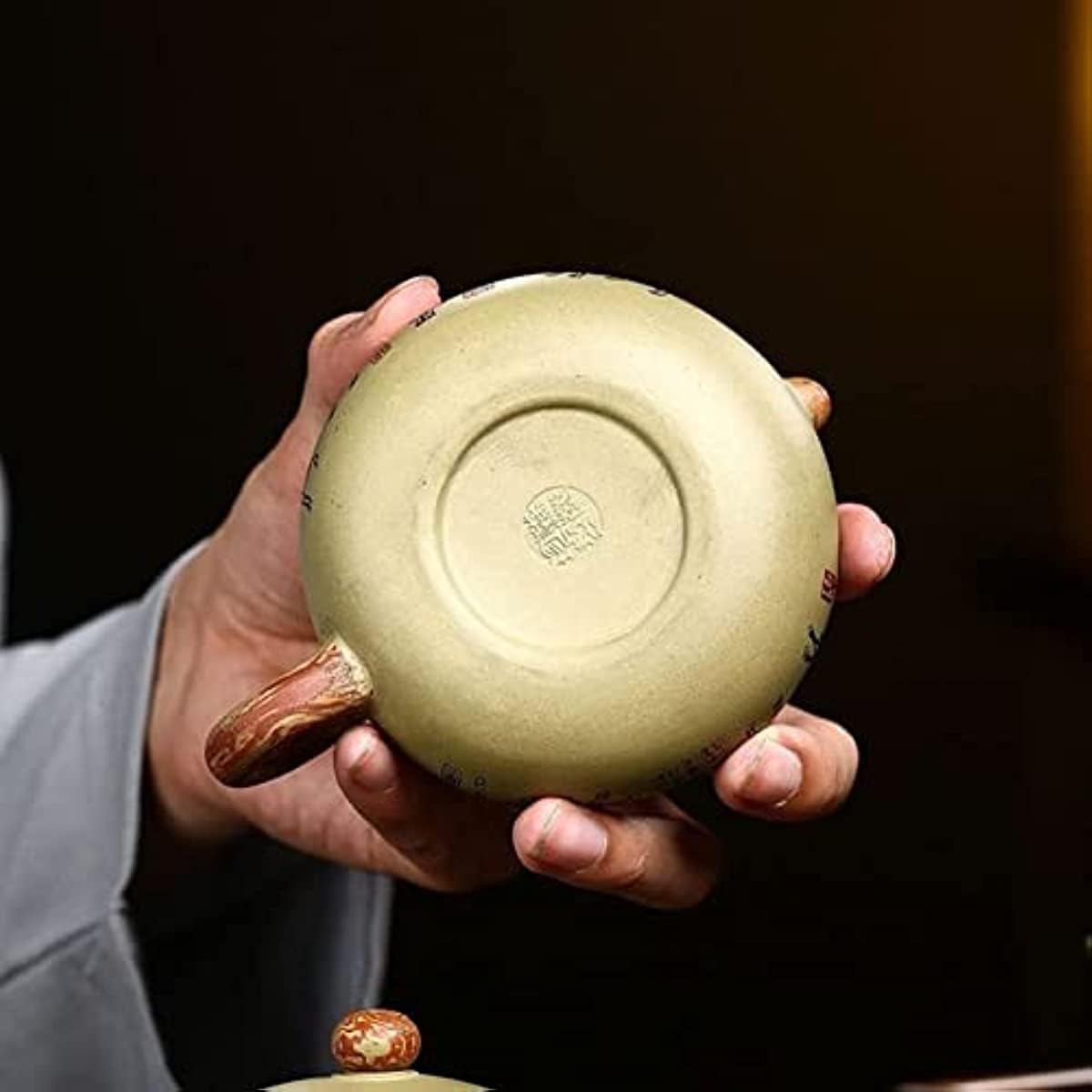 Set da tè Cinese Gongfu, teiere Cinesi in Argilla Viola da 260 ml, teiera in Argilla Verde con Filtro in Minerale Grezzo, bollitore Xishi a Cinque Mucche Dipinto a Mano