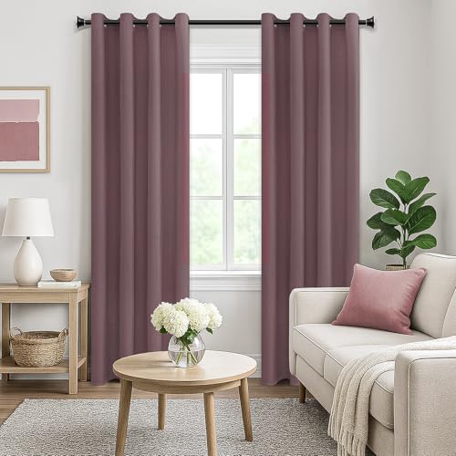 MRTREES Blackout Curtains Bedroom 54 Drop 2 Panels Blush Pink Eyelet Thermal Curtain for Living Room Soft Texture Window Treatments for Kids 46x54 Inch 117x137 CM - Image 7