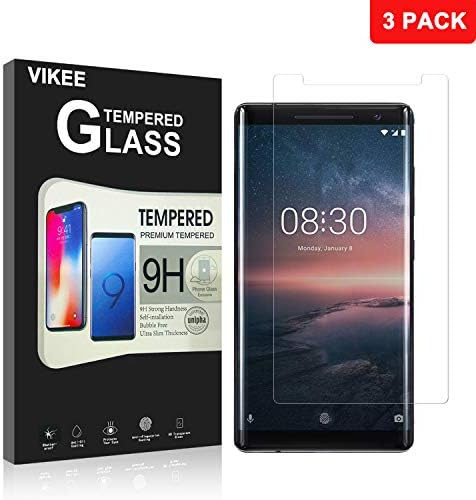 [3 Pack] Nokia 8 Sirocco Screen Protector, VIKEE Premium Tempered Glass 9H Scratch Protection Durable [Anti-Glare Ultra-Clear] [Anti-Fingerprint] [No Bubbles] for Nokia 8 Sirocco