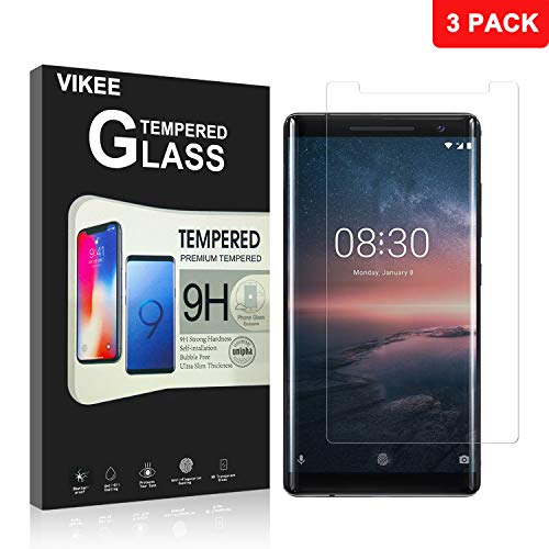 [3 Pack] Nokia 8 Sirocco Screen Protector, VIKEE Premium Tempered Glass 9H Scratch Protection Durable [Anti-Glare Ultra-Clear] [Anti-Fingerprint] [No Bubbles] for Nokia 8 Sirocco