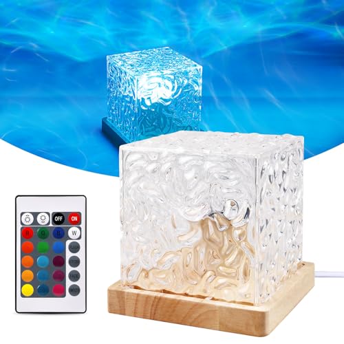BORDEAG Lampe ondulée à 16 couleurs - Lampe LED Wave Cube - Lampe Aurora ondulée 3D - Avec télécommande - Lampe aurore boréale avec socle en bois - Lampe Northern Lights pour chambre à coucher, fête