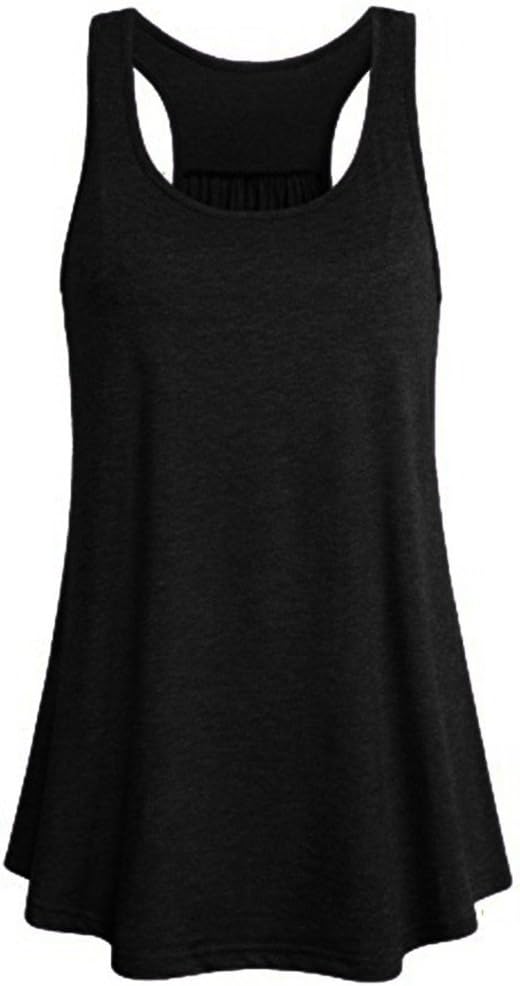 Wawer Women's Sports Vest Tops, Summer Sleeveless Yoga Sports Tank,Flowy Cotton Racerback Blouse Tee T-Shirt for/Daily/Party/Daily/Beach,S-XL (S, Black)