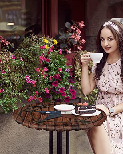 Round Tablecloth Fitted Table Cover,Western Country Texas Vintage Star Waterproof Table Cloth With Elastic Edge,Retro Farm Brown Wood Board Washable Tablecloths For Kitchen Indoor Outdoor 36-44In #TOP3