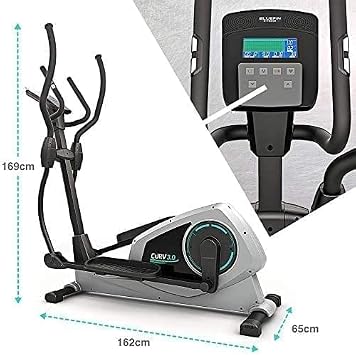 Bluefin Fitness CURV 3.0 Elliptical Cross Trainer | Home Gym | Exercise Step Machine | Air Walker | Long-Stride | LCD Digital Fitness Console | Bluetooth | Smartphone App | Black & Grey Silver