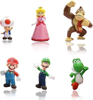 Morofme Super Mario Brothers Cake Toppers, 6pcs Mario Action Figures Toys, Mario Birthday Cake Topper Cupcake Topper, Mario Cake Decorations for Kids Birthday Baby Shower Mario Theme Party Supplies