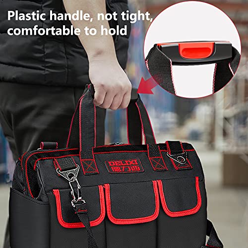Delixi 12 Inch Water Resistant Tool Bag - Highly Robust Professional Wide Opening Tote Bag For Tools With Soft Padded Handle And Adjustable Shoulder Strap Update… #TOP5