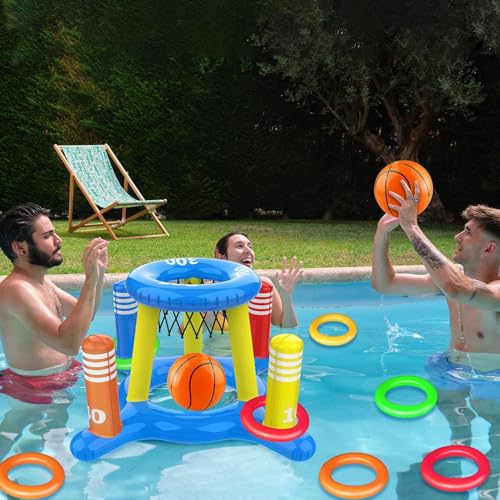 Miniatura 3 de Genérico Juego De Aro De Baloncesto Inflable Para Piscina Juego E Baloncesto Y Flotante 2 En 1 Juguete E Natación Al Aire Libre D E Verano Para Niños D E 4 A 8 A 12 Años, Diversión Ara Niños