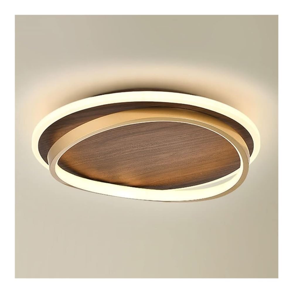 Plafonnier LED de ferme rond finition grain de bois rustique et moderne pour salon