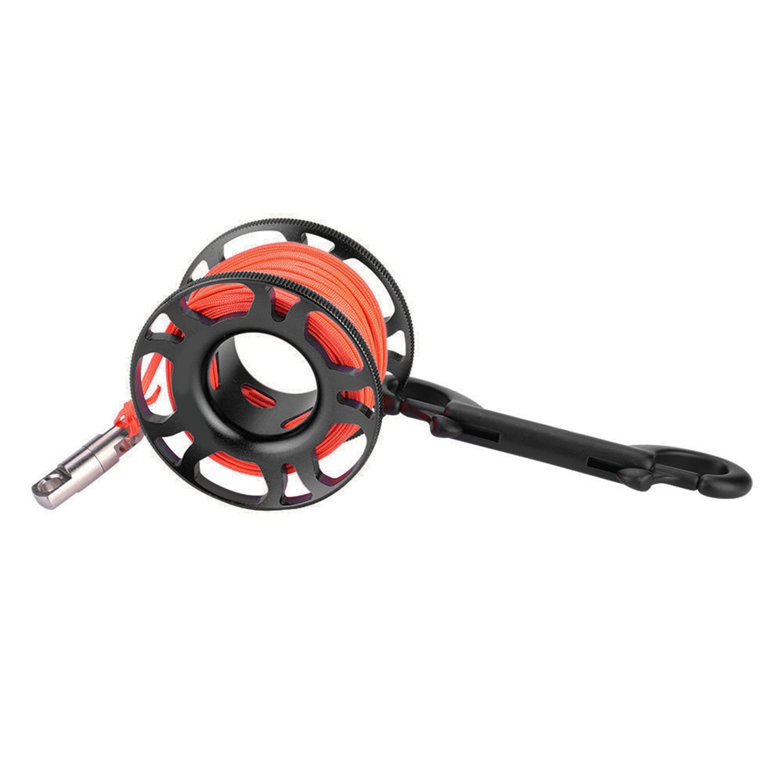 Keep Diving Aviation Aluminium Finger Reel Clip Scuba Diving Tech Spool 15m Line (Schwarz)