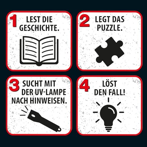 Die drei ??? - Krimi Puzzle - Die Villa der Rätsel von KOSMOS 697976, 300 Teile, Leuchtet im Dunkeln, mit UV-Lampe, Lesen, Puzzeln, Rätsel lösen, Detektiv Puzzle ab 10 Jahre