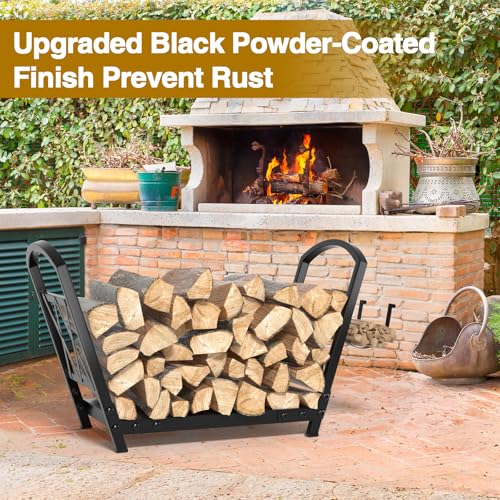 GREENER Small Firewood Rack Indoor Log Storage For Fireplace, Heavy Duty Metal Holder with Removable Holders, Supports Up to 120lb, Decor Outdoor Log Rack by GREENER - Image 5