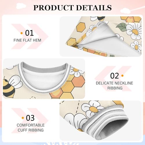 Honeycomb Girls Dresses Long Sleeve Sweatshirt Dress for Girls Winter Toddler Casual A Line Dresses Size 2-8T3