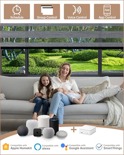 Kincmo Motorized Zebra Blinds - 70% Blackout, Galaxy Dark Grey, Remote Control & Voice Assistants