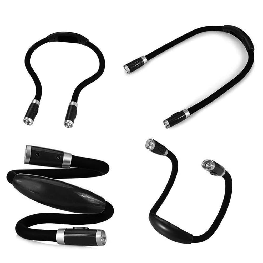 REY Luz LED Flexible Ajustable para Lectura, Trabajo... Manos Libres para Colgar en el Cuello, Negro