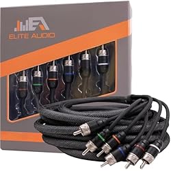 Car Audio RCA Cable Bundle – 5-Pack 2-Channel Cables With Gold Tips For Amplifiers