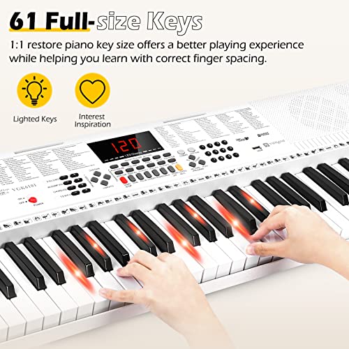Vangoa Clavier électronique 61 Lumineuses Touches avec Support de Clavier de Piano, Microphone, 600 Timbres, 400 Rythmes… - Les Beatles, Paul McCartney, John Lennon, RIngo Starr, George Harrison Vangoa Clavier électronique 61 Lumineuses Touches avec Support de Clavier de Piano, Microphone, 600 Timbres, 400 Rythmes… – Image 3