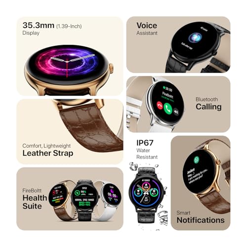 Image of Fire‑Boltt Phoenix Classic Round Smart Watch 1.39″ HD Display with Bluetooth Calling,AI Voice Assistant,SpO2 & Heart Rate Monitor, 120+ Sports Modes,IP67 Waterproof Smart Watch for Men & Women - Brown