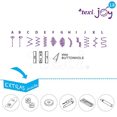 TEXI Joy 13 - sterowana mechanicznie - maszyna do szycia - 13 wzorów ściegów - domowa maszyna do szycia