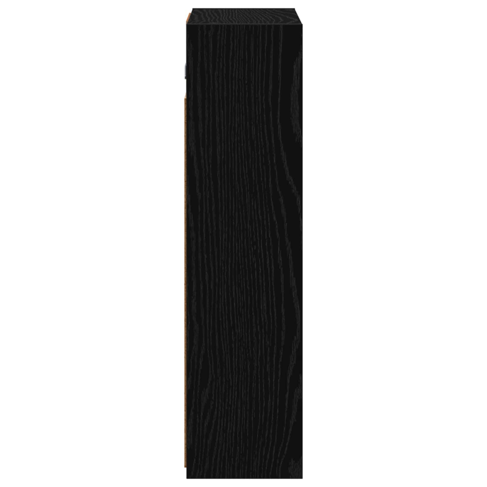 Armadietto da bagno a specchio nero effetto rovere, 43 x 16 x 62,5 cm, in legno con specchio bidirezionale e ripiani regolabili, montaggio a parete per mobili da bagno, portaoggetti