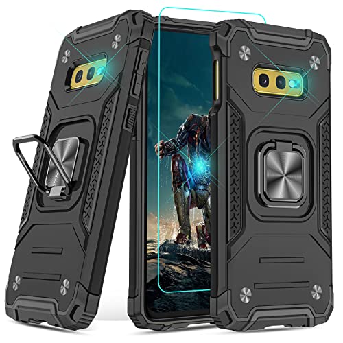 YmhxcY For Samsung Galaxy S10E Case with HD Screen Protector Armor Grade Cases with Rotating Kickstand Non-Slip Case For Samsung Galaxy S10E KK Black