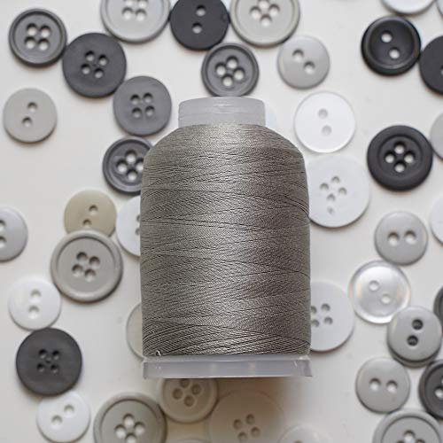 Hilo de algodón gris 1000 yd 2 capas suave miniatura 2