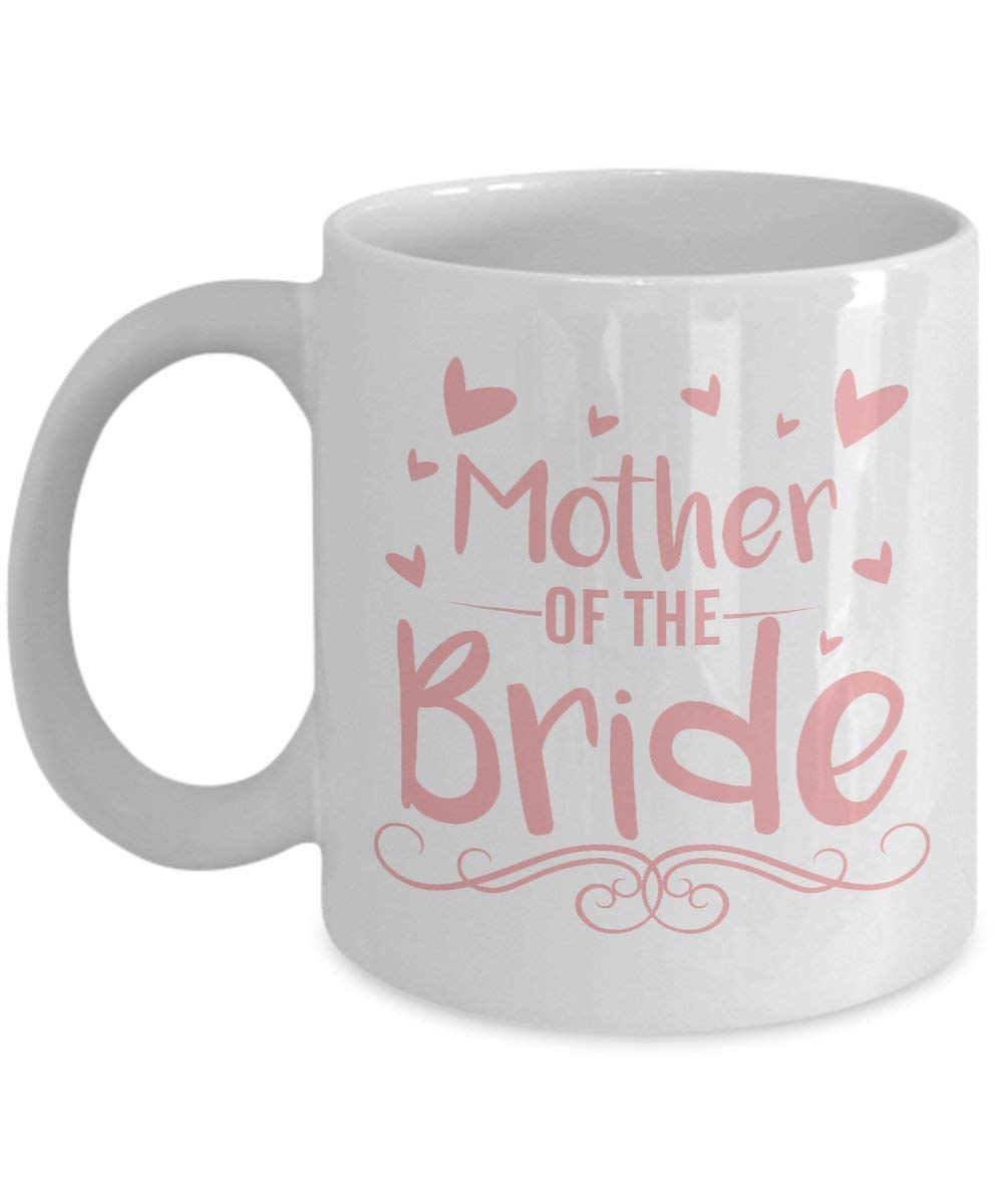 Wedding's Day Gift-Mother of The Bride in Pink-Wedding-Part of Matching Marriage Party Ceremony Set-Fancy Swirls Ceramic Mug
