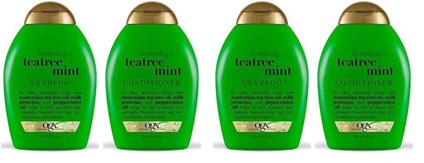 OGX Hydrating Tea Tree Mint Set, Shampoo and Conditioner (13 Ounce Bottles) (Pack of 2)