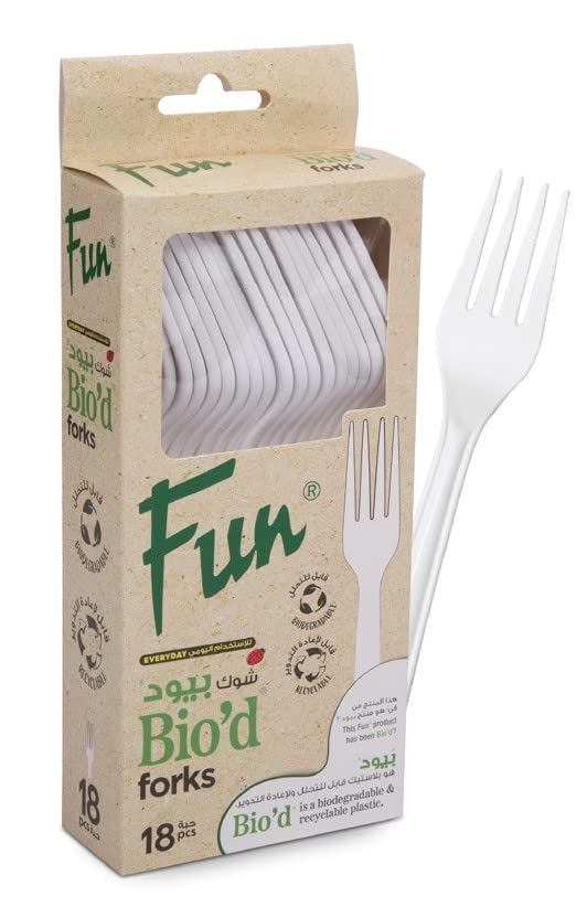 Fun Biodegradable disposable Fork - Ideal for Eating Salad, Dessert, Appetizer, Fruit Salad, Chinese Food & more | Handwash-Safe | Dinner Fork, Table Fork Ideal for Family, Hotels, (Pack of 18)