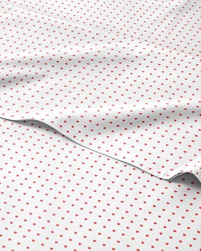 Image of Kids King Size Red Hearts Bed Sheets - 4 Piece Kids Red Hearts Sheet Set | Red Hearts Themed Bedding, Ultra-Soft, Cute & Cozy, Breathable & Machine Washable, Bed Set for Boys, Girls & Teens & Cooling