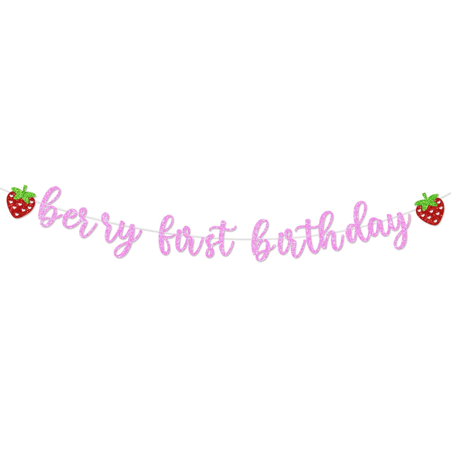 QIANGDAGSI Strawberry First Birthday High Chair Banner – ONE Banner, 80 Inch, Pink Strawberry Theme - View #10