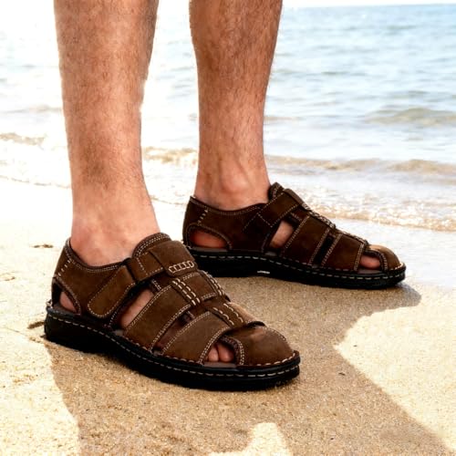 Image of JOUSEN Men's Sandals Outdoor Open Toe Water Beach Sandal Leather Sport Sandal