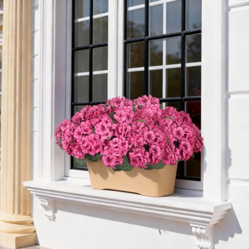 PABREY 12 Pcs Artificial Flowers for Outdoors, UV Resistant Fake Outdoor Flowers Plants, Geraniums Silk Faux Flowers for Outdoor Planters Front Porch Window Box Garden Decor (12, Rose Pink) by PABREY - Used condition - Image 4