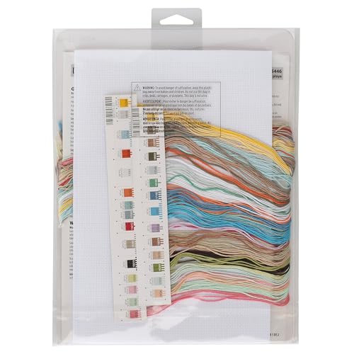 Image of Dimensions 70-35446 Beach Huts Counted Cross Stitch Kit, 8 inch x 7 inch, 16 Cnt. White Aida, 4 Pieces