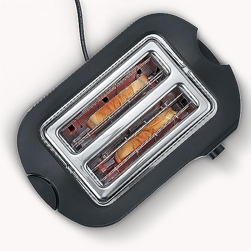 SEVERIN Tostapane Automatico Con Griglia Scaldapanini Integrata, Anche Per Fette Spesse, Per Tostare, Scongelare E Riscaldare, 800 W, Rosso Metallizzato / Nero, AT 2217 - immagine 4
