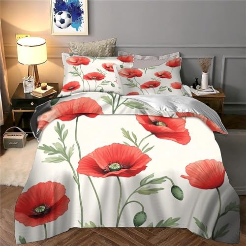 Parure de lit fermeture éclair rose rouge housse microfibre 3D - 6