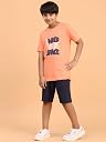 Ninos Dreams Boys Cotton T-shirt & Shorts Coord set (10-12 years, Orange) gallery image